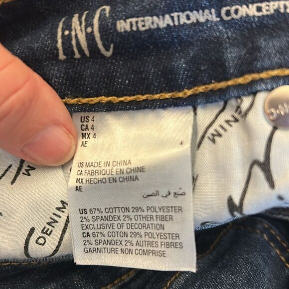 INC International Concepts Straight leg Frayed Hem Blue Jeans Size 4 EUC - Picture 9 of 12
